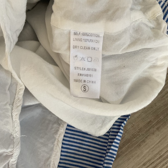 J. Marie Blue White Striped Floral Embroidery Ana Maria Shift Dress Sz S - Picture 5 of 6